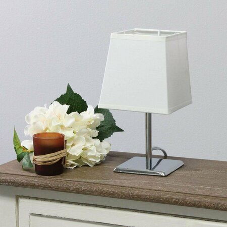 STAR BRITE Simple Designs Mini Chrome Table Lamp with Squared Empire Fabric Shade ST2750845